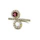 1 - Kevia Ruby and White Sapphire with Side Diamonds Bypass Ring 
