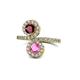 1 - Kevia Ruby and Pink Sapphire with Side Diamonds Bypass Ring 