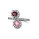 1 - Kevia Ruby and Pink Tourmaline with Side Diamonds Bypass Ring 