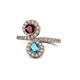 1 - Kevia Ruby and London Blue Topaz with Side Diamonds Bypass Ring 