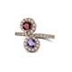1 - Kevia Ruby and Iolite with Side Diamonds Bypass Ring 