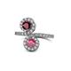 1 - Kevia Ruby and Rhodolite Garnet with Side Diamonds Bypass Ring 