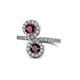 1 - Kevia Ruby and Red Garnet with Side Diamonds Bypass Ring 