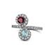 1 - Kevia Ruby and Aquamarine with Side Diamonds Bypass Ring 