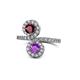 1 - Kevia Ruby and Amethyst with Side Diamonds Bypass Ring 