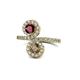 1 - Kevia Ruby and Smoky Quartz with Side Diamonds Bypass Ring 