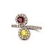 1 - Kevia Ruby and Yellow Sapphire with Side Diamonds Bypass Ring 