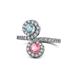 1 - Kevia Aquamarine and Pink Tourmaline with Side Diamonds Bypass Ring 