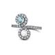 1 - Kevia Aquamarine and White Sapphire with Side Diamonds Bypass Ring 