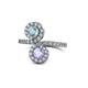 1 - Kevia Aquamarine and Tanzanite with Side Diamonds Bypass Ring 