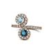 1 - Kevia Aquamarine and Blue Diamond with Side Diamonds Bypass Ring 