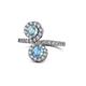 1 - Kevia Aquamarine and Blue Topaz with Side Diamonds Bypass Ring 