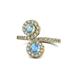 1 - Kevia Aquamarine and Blue Topaz with Side Diamonds Bypass Ring 