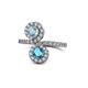 1 - Kevia Aquamarine and London Blue Topaz with Side Diamonds Bypass Ring 