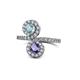 1 - Kevia Aquamarine and Iolite with Side Diamonds Bypass Ring 