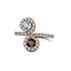 1 - Kevia Aquamarine and Red Garnet with Side Diamonds Bypass Ring 