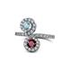 1 - Kevia Aquamarine and Ruby with Side Diamonds Bypass Ring 