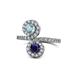 1 - Kevia Aquamarine and Blue Sapphire with Side Diamonds Bypass Ring 