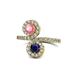 1 - Kevia Pink Tourmaline and Blue Sapphire with Side Diamonds Bypass Ring 