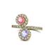 1 - Kevia Pink Tourmaline and Tanzanite with Side Diamonds Bypass Ring 