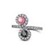 1 - Kevia Pink Tourmaline and Black Diamond with Side Diamonds Bypass Ring 