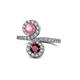 1 - Kevia Pink Tourmaline and Ruby with Side Diamonds Bypass Ring 