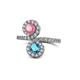 1 - Kevia Pink Tourmaline and London Blue Topaz with Side Diamonds Bypass Ring 