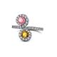 1 - Kevia Pink Tourmaline and Citrine with Side Diamonds Bypass Ring 