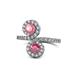 1 - Kevia Pink Tourmaline and Rhodolite Garnet with Side Diamonds Bypass Ring 