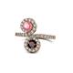 1 - Kevia Pink Tourmaline and Red Garnet with Side Diamonds Bypass Ring 