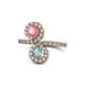 1 - Kevia Pink Tourmaline and Aquamarine with Side Diamonds Bypass Ring 