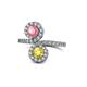 1 - Kevia Pink Tourmaline and Yellow Sapphire with Side Diamonds Bypass Ring 