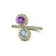 1 - Kevia Amethyst and Aquamarine with Side Diamonds Bypass Ring 