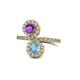 1 - Kevia Amethyst and Blue Topaz with Side Diamonds Bypass Ring 
