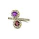 1 - Kevia Amethyst and Ruby with Side Diamonds Bypass Ring 