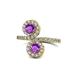 1 - Kevia Amethyst with Side Diamonds Bypass Ring 