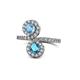 1 - Kevia Blue Topaz and London Blue Topaz with Side Diamonds Bypass Ring 