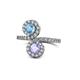 1 - Kevia Blue Topaz and Tanzanite with Side Diamonds Bypass Ring 
