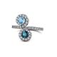 1 - Kevia Blue Topaz and Blue Diamond with Side Diamonds Bypass Ring 