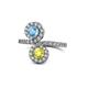 1 - Kevia Blue Topaz and Yellow Diamond with Side Diamonds Bypass Ring 