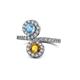 1 - Kevia Blue Topaz and Citrine with Side Diamonds Bypass Ring 