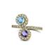 1 - Kevia Blue Topaz and Iolite with Side Diamonds Bypass Ring 