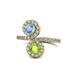 1 - Kevia Blue Topaz and Peridot with Side Diamonds Bypass Ring 
