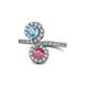 1 - Kevia Blue Topaz and Rhodolite Garnet with Side Diamonds Bypass Ring 