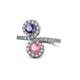 1 - Kevia Iolite and Pink Tourmaline with Side Diamonds Bypass Ring 