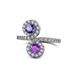 1 - Kevia Iolite and Amethyst with Side Diamonds Bypass Ring 