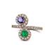 1 - Kevia Iolite and Emerald with Side Diamonds Bypass Ring 