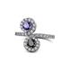 1 - Kevia Iolite and Black Diamond with Side Diamonds Bypass Ring 