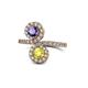 1 - Kevia Iolite and Yellow Diamond with Side Diamonds Bypass Ring 