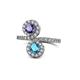 1 - Kevia Iolite and London Blue Topaz with Side Diamonds Bypass Ring 